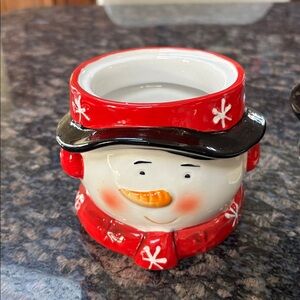 Charming Snowman Cookie Jar - Black and Red